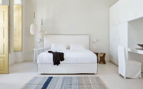 Campani Villa: Furniture, Interior Design, Flooring, Floor, Bed, Wall, Bedroom, Wood, Room, Home
