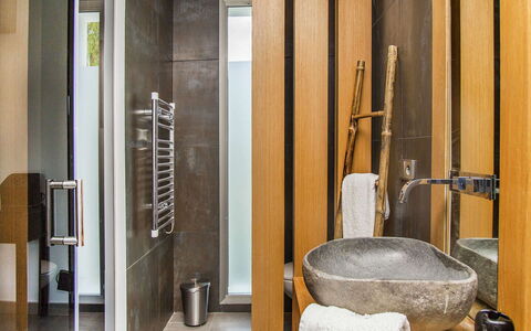 Casa Asia: Flooring, Interior Design, Wood, Floor, Plumbing Fixture, Bathroom, Plumbing, Tap, Room, Tile