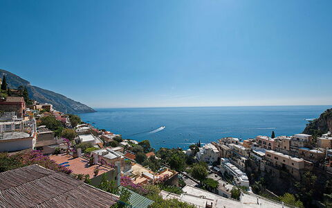 Positano View: Blue, Body Of Water, Coast, Sea, Horizon, Coastal And Oceanic Landforms, Summer, Residential Area, Human Settlement, Ocean