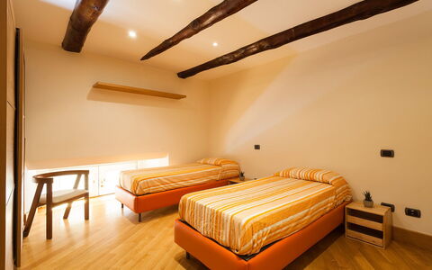 Casa Rossella: Interior Design, Wood, Flooring, Floor, Ceiling, Yellow, Furniture, Room, Bedroom, Bed
