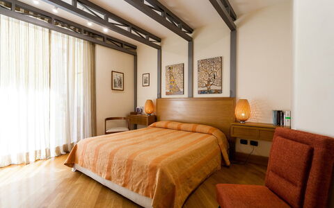 Casa Rossella: Bed, Furniture, Interior Design, Bedding, Bedroom, Bed Sheet, Floor, Flooring, Room, Wood