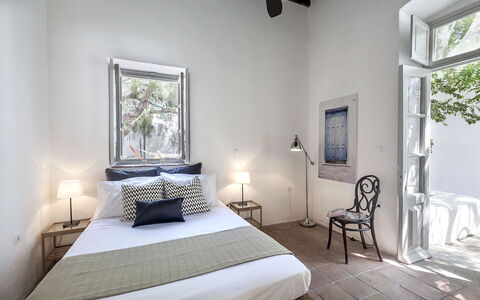 Halki Villa: Bedroom, Bed, Flooring, Furniture, Home, Floor, Interior Design, Bed Sheet, Bedding, Bed Frame