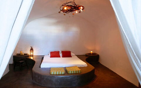 Mansion Kyani: Lighting, Ceiling, Furniture, Interior Design, Light Fixture, Bedroom, Room, Bed, Bedding, Design