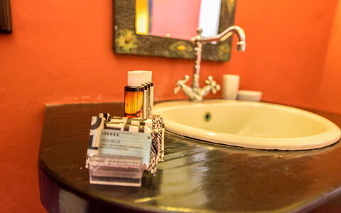 Mansion Sophia: Orange, Bathroom Sink, Interior Design, Plumbing, Plumbing Fixture, Tap, Room, Sink, Bathroom, Wood Stain