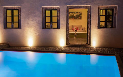 Mansion Sophia: Blue, Swimming Pool, Interior Design, Resort, Lighting, Furniture, Floor, Ceiling, Hotel, Light Fixture