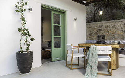 Romantic Getaway: Furniture, Wall, Interior Design, Flooring, Flowerpot, Floor, Table, Chair, Home, Houseplant