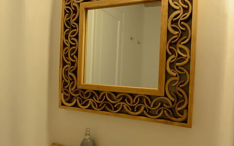 Villa Azur: Bathroom Sink, Interior Design, Plumbing Fixture, Sink, Mirror, Tap, Plumbing, Bathroom, Light Fixture, Porcelain