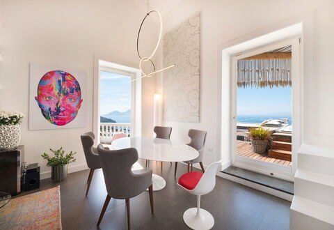 Casa Mariavittoria: Furniture, Interior Design, Flooring, Table, Floor, Chair, Room, Ceiling, Sea, Home