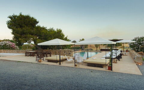Finca Tonia: Sky, Shade, Estate, Umbrella, Landscaping, Outdoor Furniture, Resort, Eco Hotel, Swimming Pool, Outdoor Structure