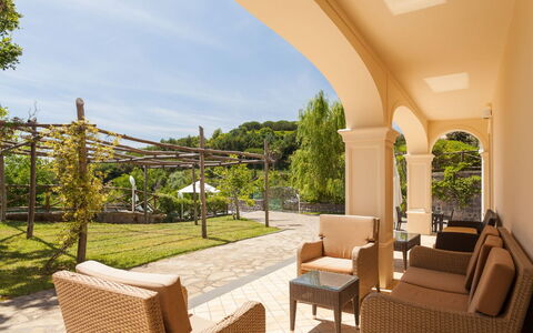 Villa Castore: Outdoor Furniture, Shade, Chair, Eco Hotel, Balcony, Porch, Outdoor Structure, Villa, Hacienda, Outdoor Table