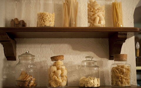 Villa Correale: Shelving, Shelf, Wood Stain, Natural Material, Still Life Photography, Plank, Still Life, Food