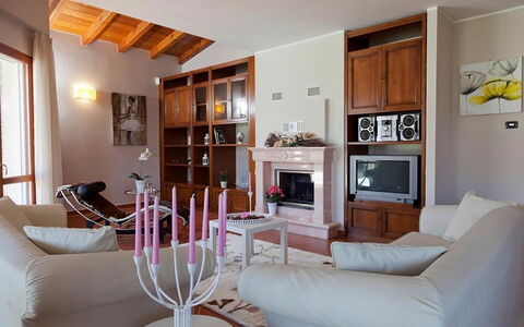 Villa Cremia: Furniture, Interior Design, Flooring, Floor, Wood, Room, Living Room, Ceiling, Home, Lighting
