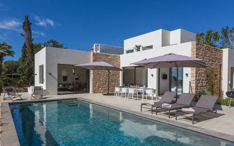 Villa Crozet: Swimming Pool, Umbrella, Outdoor Furniture, Landscaping, Garden, Shade, Estate, Resort, Villa, Chair