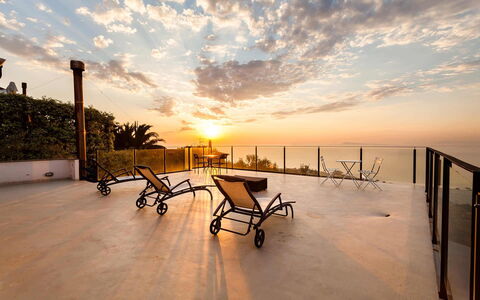 Villa Davide: Dusk, Sea, Ocean, Balcony, Resort, Sunset, Chair, Coast, Wood Flooring