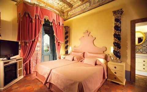 Palazzo Santa Croce: Furniture, Interior Design, Bedroom, Lighting, Bed, Floor, Room, Bedding, Bed Frame, Bed Sheet