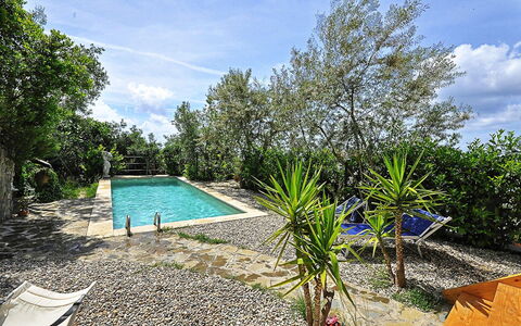 Villa del Mare: Garden, Landscaping, Backyard, Walkway, Flagstone, Swimming Pool, Hacienda