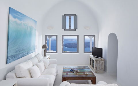 Villa Eros: Blue, Sea, Coastal And Oceanic Landforms, Furniture, Coast, Apartment, Ocean, Couch, Living Room