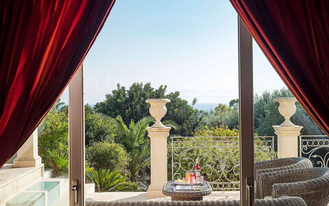 Villa Gemma: Furniture, Interior Design, Curtain, Window Treatment, Chair, Window Covering, Shade, Eco Hotel, Living Room, Houseplant