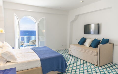 Villa Heart: Apartment, Interior Design, Floor, Furniture, Bedroom, Linens, Sea, Bedding, Bed Sheet, Bed