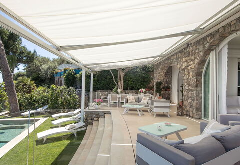 Villa Ieranto 6: Furniture, Outdoor Furniture, Chair, Resort, Shade, Swimming Pool, Outdoor Structure, Awning, Patio, Eco Hotel