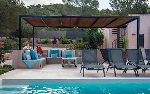Villa Luanda: Furniture, Outdoor Furniture, Swimming Pool, Chair, Resort, Outdoor Table, Table, Shade, Composite Material, Patio