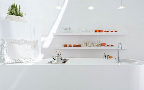 Villa Orestis: Interior Design, Plumbing Fixture, Tap, Plumbing, Light Fixture, Ceiling, Sink, Bathroom, Design