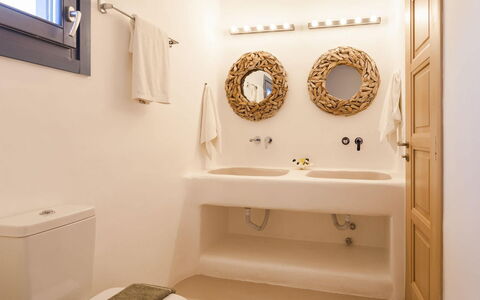 Villa Paradeisos: Wall, Interior Design, Plumbing Fixture, Bathroom, Flooring, Bathroom Sink, Floor, Ceiling, Lighting, Sink