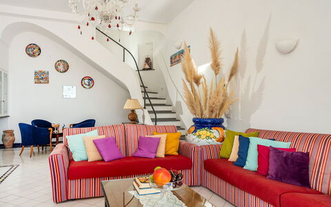 Villa Sole di Amalfi: Furniture, Interior Design, Couch, Room, Flooring, Living Room, Textile, Home, Floor, Apartment