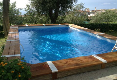 Villa Torre del Sole: Swimming Pool, Composite Material, Leisure, Wood Stain, Backyard, Hardwood, Water Feature