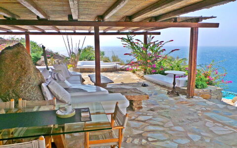 Villa Zenas with Direct Access to the Sea: Resort, Furniture, Flowerpot, Chair, Eco Hotel, Outdoor Furniture, Houseplant, Natural Material, Swimming Pool, Balcony