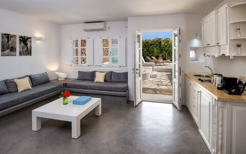 Guest House Sorokos: Furniture, Flooring, Interior Design, Floor, Ceiling, Table, Couch, Apartment, Living Room, Room