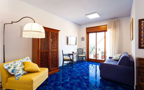Casa Serena: Blue, Flooring, Floor, Interior Design, Tile, Room, Wood Stain, Wood Flooring, Living Room