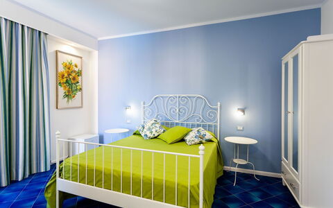 Casa Serena: Blue, Interior Design, Flooring, Furniture, Floor, Bedroom, Ceiling, Bed, Bed Sheet, Room