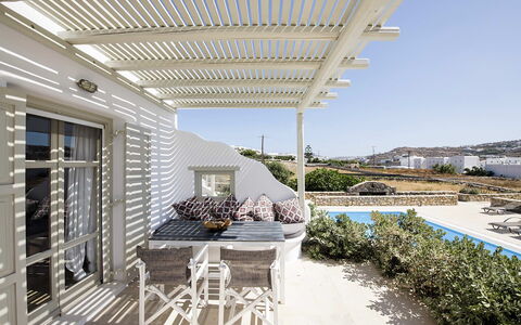 Marvi House: Home, Outdoor Furniture, Shade, Apartment, Balcony, Chair, Outdoor Structure, Patio, Pergola, Estate