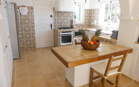 Villa Roxy: Furniture, Flooring, Floor, Interior Design, Wood, Kitchen, Countertop, Kitchen Appliance, Chair, Room