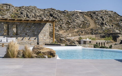 The Mykonian Castle: Composite Material, Concrete, Stone Wall, Outcrop, Tile, Swimming Pool, Flagstone