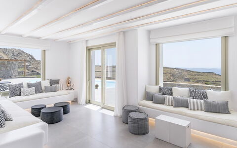 The Mykonian Castle: Furniture, Interior Design, Apartment, Living Room, Throw Pillow, Couch, Chair, Design, Hotel