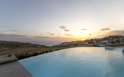 The Mykonian Castle: Blue, Horizon, Swimming Pool, Dusk, Evening, Sunrise, Sunset, Resort, Resort Town