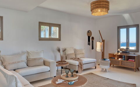 Villa Almatea: Furniture, Interior Design, Wood, Flooring, Home, Living Room, Couch, Room, Lighting, Floor