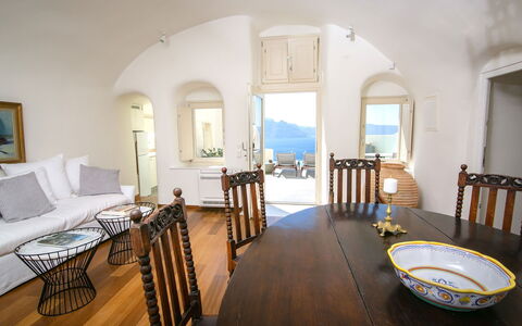 Villa Nea: Furniture, Table, Chair, Sea, Kitchen & Dining Room Table, Ocean, Coast, Coffee Table, Resort, Dining Room