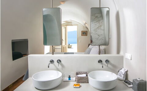 Villa Nea: Wall, Interior Design, Plumbing Fixture, Flooring, Sink, Bathroom Sink, Tap, Bathroom, Floor, Lighting