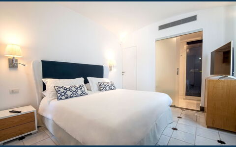 The Ivy Penthouse: Furniture, Bedroom, Bed, Interior Design, Bed Sheet, Bedding, Floor, Flooring, Throw Pillow, Bed Frame