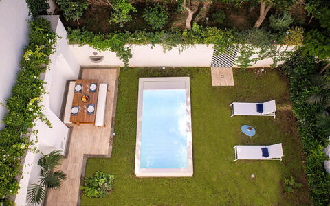 Jacaranda House: Swimming Pool, Outdoor Furniture, Resort, Garden, Leisure, Water Feature, Backyard, Courtyard, Eco Hotel, Landscaping