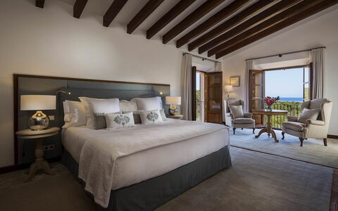 Villa Mallorca: Furniture, Interior Design, Flooring, Floor, Home, Bedroom, Bed, Resort, Room, Bed Frame