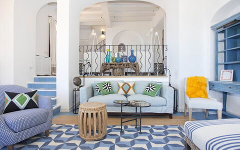 Villa Gem: Furniture, Blue, Interior Design, Flooring, Floor, Chair, Table, Home, Living Room, Couch