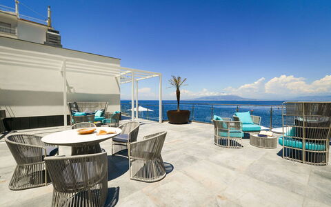 Villa Marina Grande: Blue, Outdoor Furniture, Swimming Pool, Resort, Furniture, Sea, Chair, Ocean, Shade, Coast