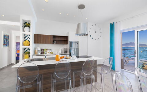 Villa Marina Grande: Furniture, Interior Design, Flooring, Wood, Chair, Ceiling, Floor, Table, Kitchen, Lighting