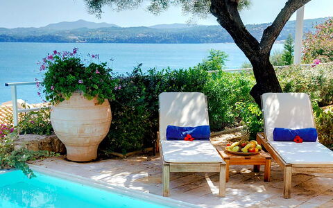 Villa Azzurra: Blue, Flower, Flowerpot, Furniture, Summer, Outdoor Furniture, Resort, Swimming Pool, Houseplant