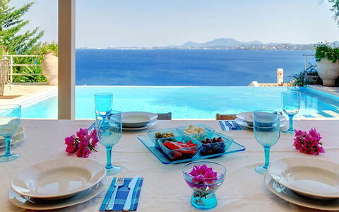 Villa Azzurra: Blue, Furniture, Table, Tableware, Interior Design, Chair, Resort, Outdoor Furniture, Sea, Swimming Pool