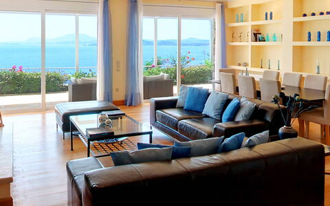 Villa Azzurra: Furniture, Interior Design, Table, Couch, Flooring, Ceiling, Floor, Chair, Room, Living Room